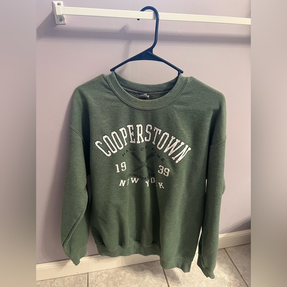 green cooperstown graphic crewneck
